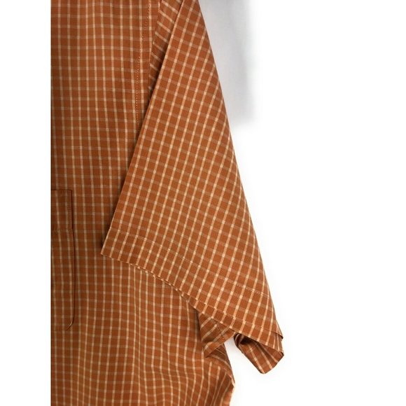 Van Heusen Men's 3XL Short Sleeve Button Up Brown Check Cotton Blend Shirt A23 - Picture 3 of 4